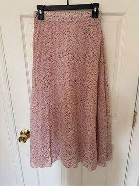 Japna Pink Ditsy Floral A-Line Midi Skirt